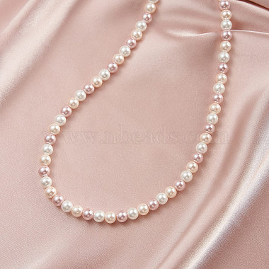 6mm Round Shell Pearl Beaded Necklaces(NJEW-L125-009P-01)-5