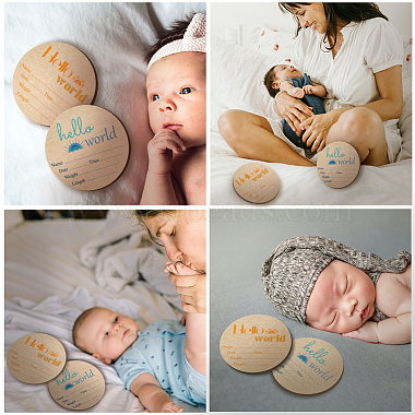 2Pcs 2 Style Single-face Printed Wooden Baby Photo Props(DJEW-WH0600-006)-4