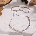 Adjustable 304 Stainless Steel Curved Shape Round Snake Chain Slider Choker Necklaces for Women, Stainless Steel Color, Inner Diameter: 4.53 inch(11.5cm)(CE3474-2)