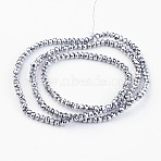 Electroplate Glass Bead Strands, Faceted, Rondelle, Platinum Plated, 3x2mm, Hole: 1mm, about 135~140pcs/strand, 32~34cm(X-EGLA-G014-2mm-FP03)