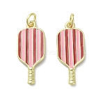 Brass Enamel Pendants, with Jump Ring, Real 18K Gold Plated, Racket, 23x9.5x2mm, Hole: 3.2mm(KK-D384-01G-04)