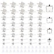 40Pcs 4 Size 304 Stainless Steel Stud Earring Settings, with 50Pcs Plastic Ear Nuts, Square, Stainless Steel Color, 4~10x4~10mm, Pin: 0.8mm, Fit for 4~10mm Rhinestone, 10Pcs/size(DIY-DC0001-51)