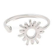 304 Stainless Steel Sun Open Cuff Ring for Women, Stainless Steel Color, US Size 6(16.5mm)(RJEW-M149-05P)