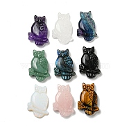 Natural & Synthetic Mixed Gemstone Pendants, Owl Charms, 44~46x29~31x7.5~10mm, Hole: 1.4mm(G-M417-08)
