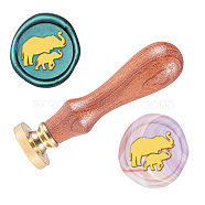 Wax Seal Stamp Set, Sealing Wax Stamp Solid Brass Head,  Wood Handle Retro Brass Stamp Kit Removable, for Envelopes Invitations, Gift Card, Elephant Pattern, 83x22mm(AJEW-WH0208-663)