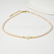 Natural Freshwater Pearl & Glass Beaded Necklaces for Women, Beige(AC5368-1)