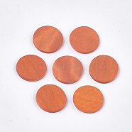 Painted Wood Cabochons, Flat Round, Coral, 20x2mm(WOOD-T021-17I)