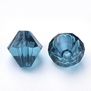 Transparent Acrylic Beads, Bicone, Teal, 10x10mm, Hole: 2.5mm, about 1323pcs/500g(TACR-S146-10mm-08)