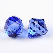 Transparent Acrylic Pendants for Curtains, Faceted Diamond, Blue, about 28mm wilde, 31mm long, hole: 3mm, about 52pcs/500g(DB28x31mmC65)