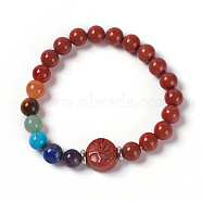 Natural & Synthetic Mixed Stone and Red Jasper Beads Stretch Bracelets, 2-1/8 inch(5.3~5.5cm)(BJEW-E354-A08)