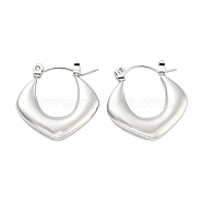 Chunky Rhombus 304 Stainless Steel Hoop Earrings for Women, Stainless Steel Color, 20.5x20.5x3mm(EJEW-C067-03P)