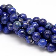 Natural Lapis Lazuli Round Beads Strands, Dyed, 10mm, Hole: 1mm, about 38pcs/strand, 15.5 inch(G-I181-10-10mm)
