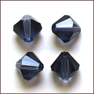 Imitation Austrian Crystal Beads, Grade AAA, Faceted, Bicone, Marine Blue, 4.55x5mm, Hole: 0.7~0.9mm(SWAR-F022-5x5mm-207)