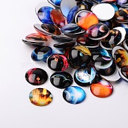 Starry Sky Printed Glass Half Round/Dome Cabochons, Mixed Color, 25x7mm(GGLA-N004-25mm-D)