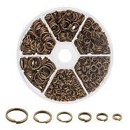 1 Box Iron Split Rings, Double Loops Jump Rings, 4mm/5mm/6mm/7mm/8mm/10mm, Nickel Free, Antique Bronze(IFIN-X0026-AB-NF-B)