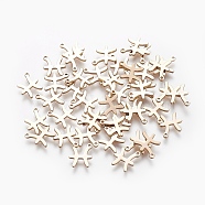 304 Stainless Steel Charms, Constellation/Zodiac Sign, Real 18K Gold Plated, Pisces, 9.5x8.5x1mm, Hole: 1mm(STAS-L227-001G)