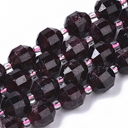 Natural Garnet Beads Strands, Round, Faceted, 7.5x8mm, Hole: 1.2mm, about 18~20pcs/strand, 7.48 inch(19cm)(G-R462-02)