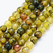 Faceted Natural Agate Beads Strands, Dyed & Heated, Round, Yellow, 6mm, Hole: 0.5mm, about 63pcs/strand, 14.4 inch(36.5cm)(G-F561-6mm-D04)