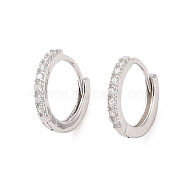 925 Sterling Silver with  Micro Pave Cubic Zirconia Hoop Earrings Findings, Real Platinum Plated, 14.5x13x2mm, Pin: 0.8mm(STER-B004-17P)