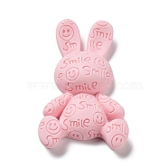 Opaque Resin Cabochons, Rabbit Shape, Pink, 48x29x9mm(CRES-D023-01A)