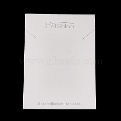 Paper Jewelry Display Cards, Necklace Display Cards, Rectangle with Word Fashion, White, 8.5x5.95x0.05cm(CDIS-M005-10)