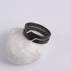 304 Stainless Steel Finger Rings, Slit Steel Rings, Black, US Size 8(18.1mm)(FS-WGF5903-04)