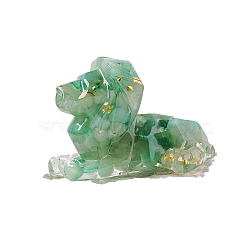 Gold Foil Resin Lion Display Decoration, with Natural Green Aventurine Chips inside Statues for Home Office Decorations, 80x50mm(PW-WG72263-03)