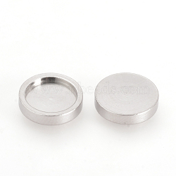 201 Stainless Steel Plain Edge Bezel Cups, Cabochon Settings, Flat Round, Stainless Steel Color, Tray: 8mm, 10x2mm(X-STAS-Q210-50)