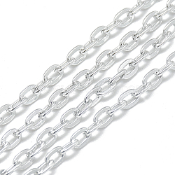 Aluminum Cable Chains, Unwelded, Flat Oval, Silver, 4.6x3.1x0.8mm(X-CHA-S001-003C)