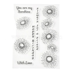 Silicone Clear Stamps, for Card Making Decoration DIY Scrapbooking, Sunflower Pattern, 20.5x14.5x0.3cm(DIY-A013-20)