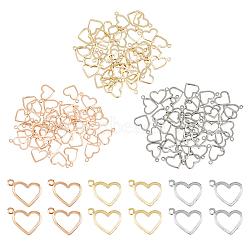 120Pcs 3 Colors 304 Stainless Steel Charms, Stamping Blank Tag, Heart, Mixed Color, 10x13.7x1mm, Hole: 1mm, 40pcs/color(STAS-HY0001-45)