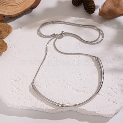 Adjustable 304 Stainless Steel Curved Shape Round Snake Chain Slider Choker Necklaces for Women, Stainless Steel Color, Inner Diameter: 4.53 inch(11.5cm)(CE3474-2)