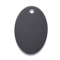 Pet Aluminium Pendants, Stamping Blank Tag, Oval, Black, 38x25x1mm, Hole: 3.5mm(ALUM-I002-05C)