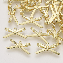 Alloy Pendants, Bowknot, Light Gold, 10x23x6mm, Hole: 1.2mm(X-PALLOY-N150-43)