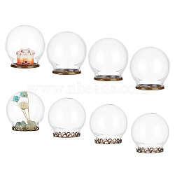 PandaHall Elite 8 Sets 2 Style Glass Dome Cover, Decorative Display Case, Cloche Bell Jar Terrarium with Brass Base, Round, Antique Bronze, 30x32mm and 30.5x31.5mm, 4 sets/style(DJEW-PH0001-28)