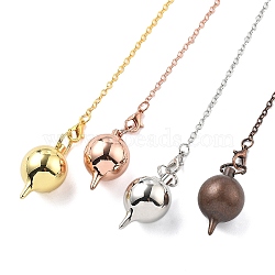 Brass Dowsing Pendulum Big Pointed Round Pendants, with Lobster Claw Clasps and Chain, Rack Plating, Mixed Color, 230mm, Hole: 1.6mm(KK-H491-03)