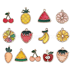 Alloy Enamel Pendants, Fruit Shape, use for Jewelry Accessories, Cadmium Free & Lead Free, Golden, Mixed Color, 26pcs/Box(ENAM-CJ0001-57)