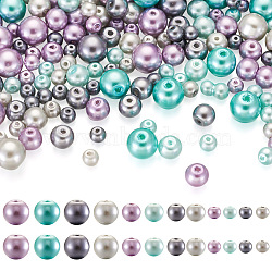 Cheriswelry 12 Strands 12 Styles Baking Painted Pearlized Glass Pearl Round Bead Strands, Mixed Color, 4~9mm, Hole: 1mm, about 105~210pcs/strand, 31.40''(79.75cm), 1 strand/style(HY-CW0001-03A)