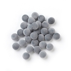 Flocky Acrylic Beads, Half Drilled, Round, Gray, 8mm, Hole: 1.4mm(OACR-I001-8mm-L01)