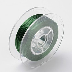 Japanese Eco-Friendly Dyed Flat Elastic Crystal String, Elastic Beading Thread, for Stretch Bracelet Making, Flat, Green, 0.6mm, about 60m/roll(65.62yards/roll)(EW-F005-0.6mm-10)