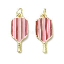 Brass Enamel Pendants, with Jump Ring, Real 18K Gold Plated, Racket, 23x9.5x2mm, Hole: 3.2mm(KK-D384-01G-04)