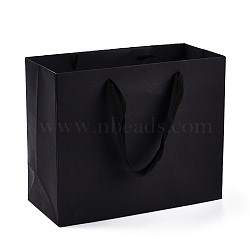 Paper Bags, Gift Bags, Shopping Bags, with Handles, Rectangle, Black, 28x32x11.5cm(CARB-L003-01)