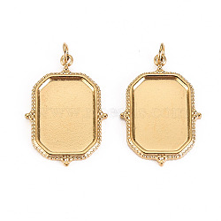 304 Stainless Steel Pendant Cabochon Settings, with Jump Rings, Rounded Rectangle, Real 14K Gold Plated, Tray: 14.5x10mm, 22x15x2mm, Jump Ring: 3.8x0.5mm, 2.8mm inner diameter(X-STAS-S116-153G)