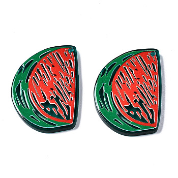 Translucent Acrylic Pendants, 3D Printed, Watermelon, Dark Green, 33x24x3mm, Hole: 1.5mm