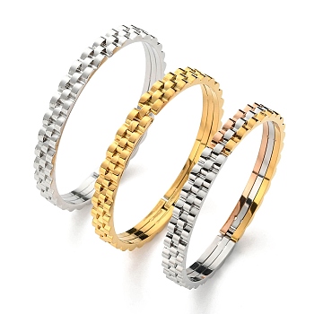 304 Stainless Steel Wave Hinged Bangle for Women, Mixed Color, Inner Diameter: 2x2-1/4 inch(5.15x5.75cm)