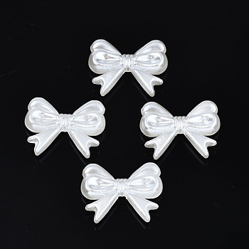 ABS Plastic Imitation Pearl Beads, Bowknot, Creamy White, 14x18x5mm, Hole: 1.6mm, about 930pcs/500g