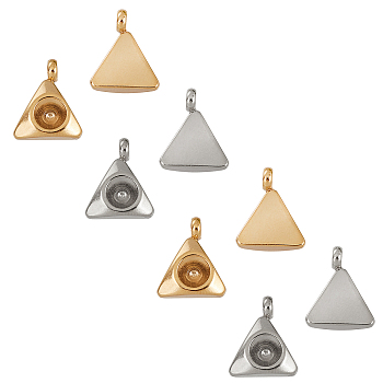 Unicraftale 304 Stainless Steel Pendant Rhinestone Settings, For Pointed Back Rivoli Rhinestone, Triangle, Golden & Stainless Steel Color, Fit for 4mm Rhinestone, 10x8.5x2.5mm, Hole: 2mm, 40pcs/box