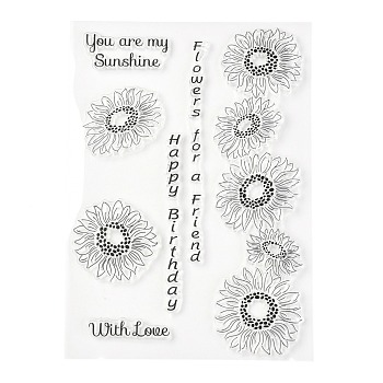 Silicone Clear Stamps, for Card Making Decoration DIY Scrapbooking, Sunflower Pattern, 20.5x14.5x0.3cm