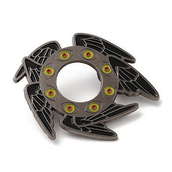 Cartoon Seraph Enamel Pins, Alloy Brooch for Backpack Clothes, Eye Ring with Angel Wings Badge, Black, 43x50x1.5mm