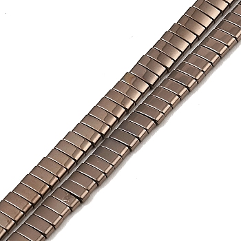 Electroplated Non-magnetic Synthetic Hematite Beads Strands, Rectangle, 2-Hole, Coffee Plated, 5x2x2mm, Hole: 0.8mm, about 193pcs/strand, 8.27 inch(21cm)